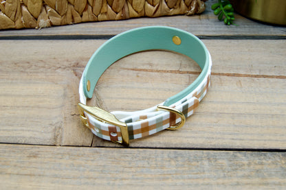 Fall Plaid: Mini Printed Double Layer Biothane Dog Collar