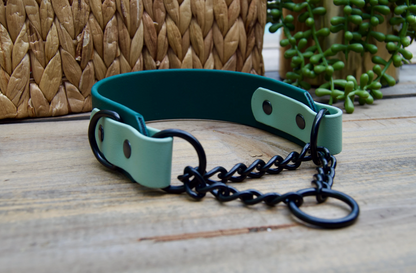 Two Color Tapered Martingale Biothane Dog Collar