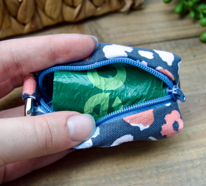 BLUEBELL: Blue and White Floral Dog Poop Bag Holder