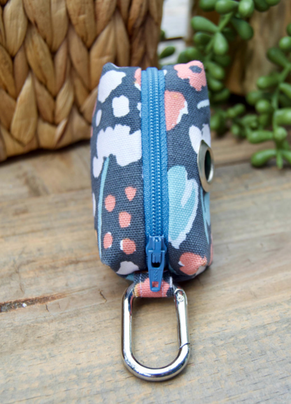 BLUEBELL: Blue and White Floral Dog Poop Bag Holder