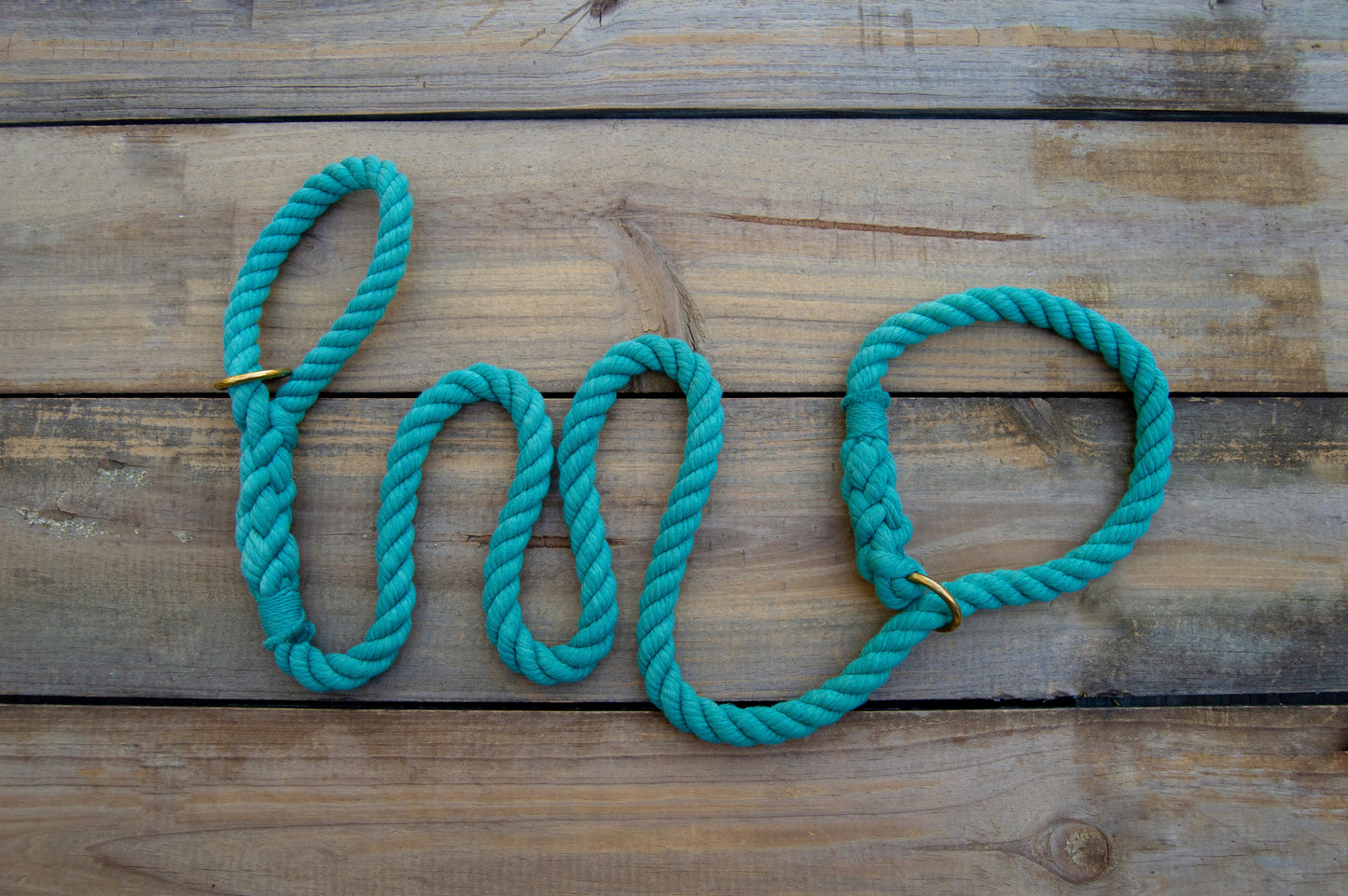RTS: 1/2IN 4.5FT Teal Rope Slip Dog Leash