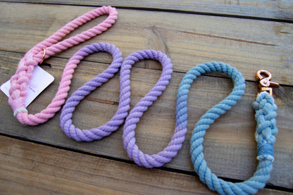 RTS: 3/8IN 6FT Pink-Light Purple-Light Blue Rope Dog Leash