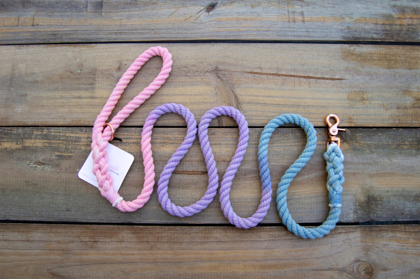 RTS: 3/8IN 6FT Pink-Light Purple-Light Blue Rope Dog Leash