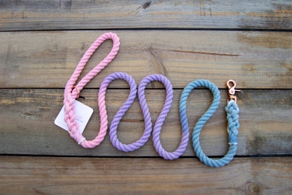 RTS: 3/8IN 6FT Pink-Light Purple-Light Blue Rope Dog Leash
