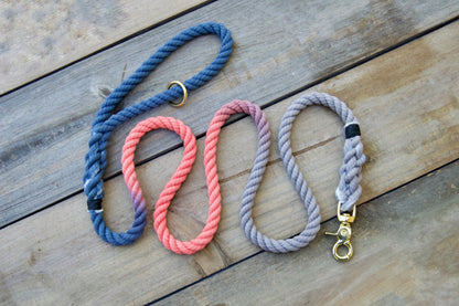 DUSK: Navy, Coral, and Grey Rope Dog Leash