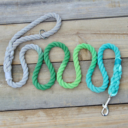 JEWEL: Grey, Olive, Lime, and Teal Rope Dog Leash