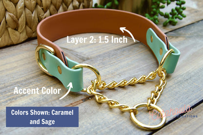 Two Color Tapered Martingale Biothane Dog Collar