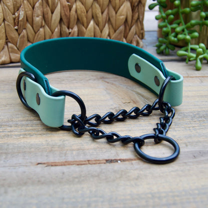 Two Color Tapered Martingale Biothane Dog Collar