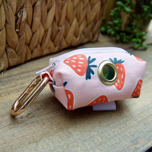 STRAWBERRY: Pink Fruit Dog Poop Bag Holder