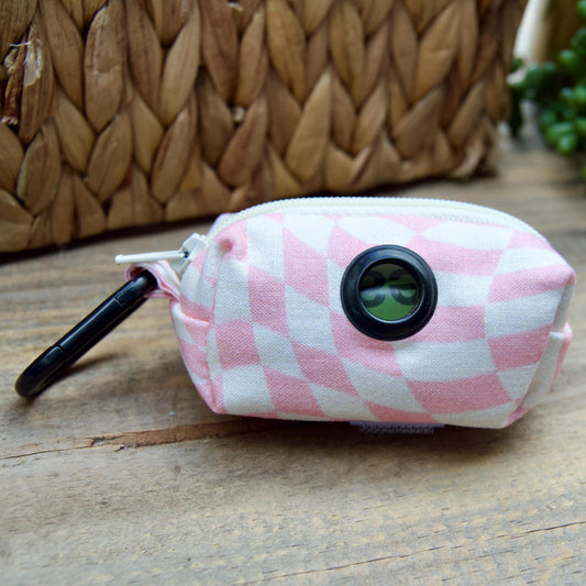 DISCO: Pink Checkered Dog Poop Bag Holder