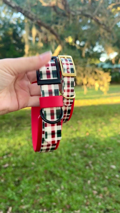 Winter Plaid: Mini Printed Double Layer Biothane Dog Collar