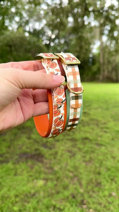 Fall Plaid: Mini Printed Double Layer Biothane Dog Collar