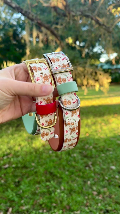 Gingerbread: Printed Double Layer Biothane Dog Collar
