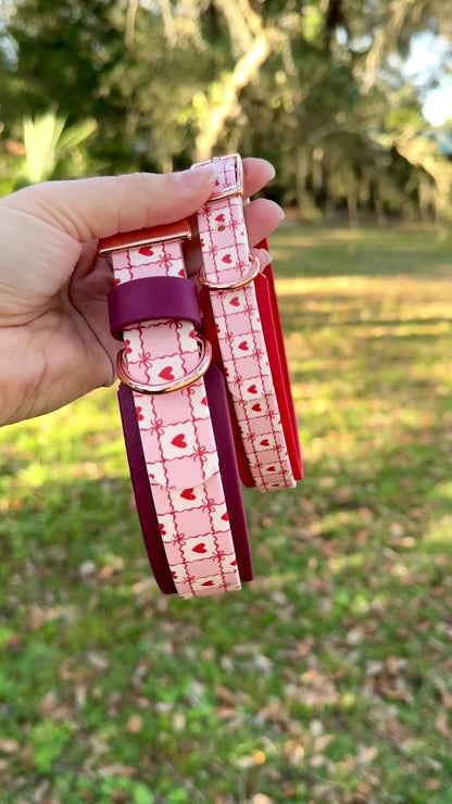 Checkered Valentine's: Printed Double Layer Biothane Dog Collar