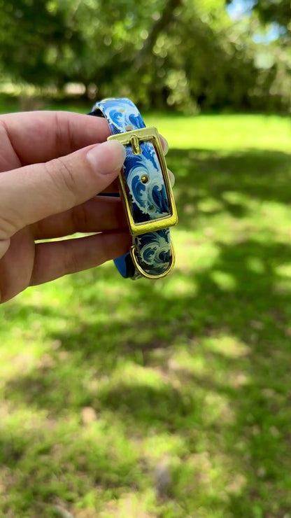 Ocean: Mini Printed Double Layer Biothane Dog Collar