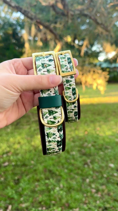 Winter Trees: Mini Printed Double Layer Biothane Dog Collar